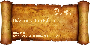 Dénes Arikán névjegykártya
